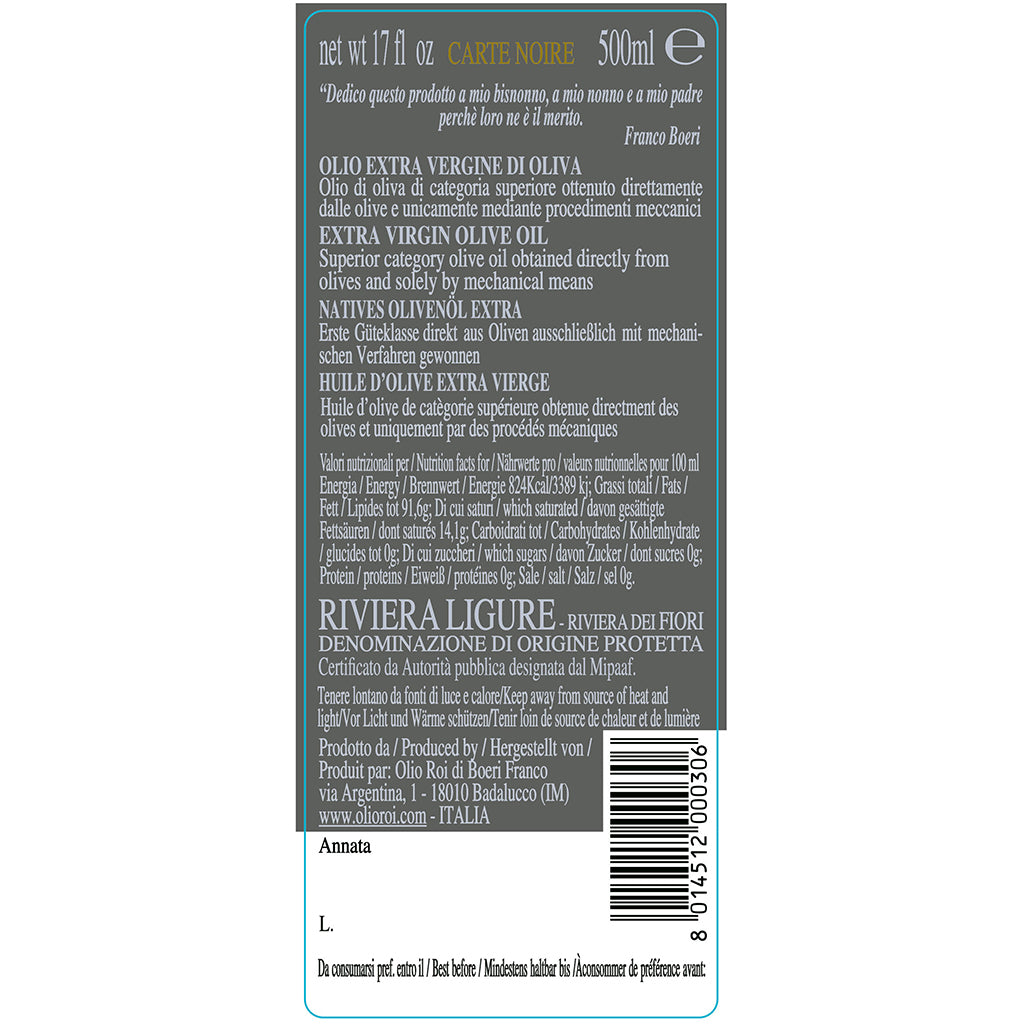 Huile d'Olives Carte noir DOP Roi