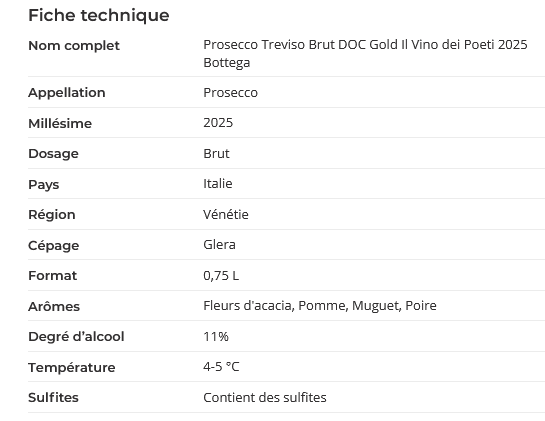 Prosecco Gold Bottega