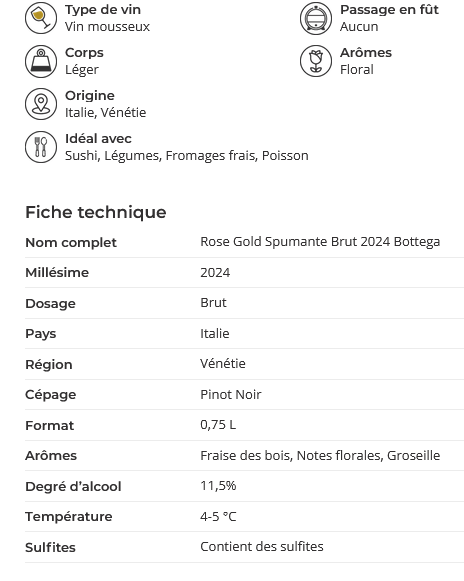 Rosé Pétillant Gold Bottega