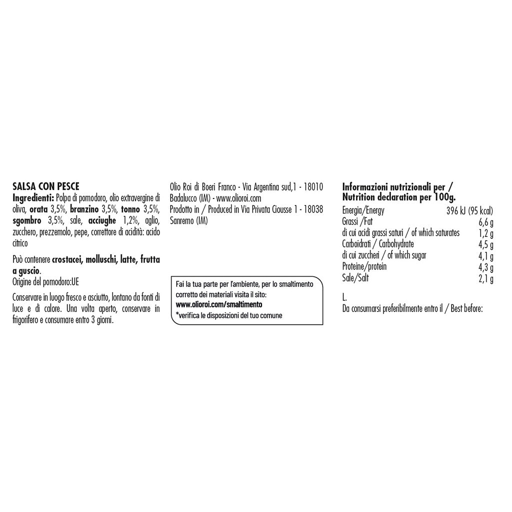 Sauce tomate aux poissons 185gr