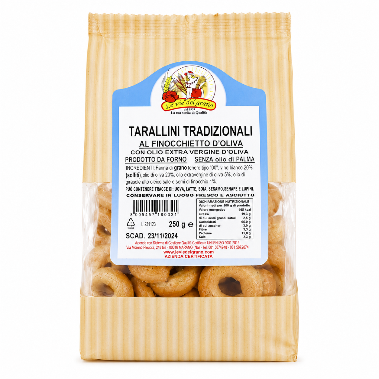 Tarallini au fenouil da mirella — sachet 200g